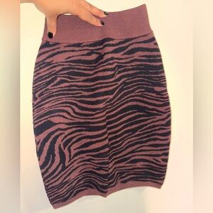Express Zebra Print Knit Skirt - Black and Brown
